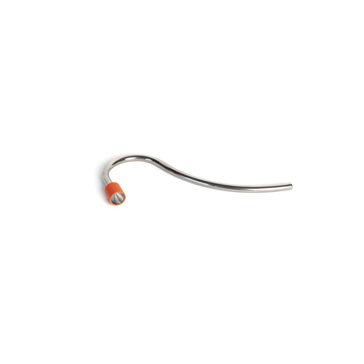 Titanium wizard pipe with an orange tip on a white background