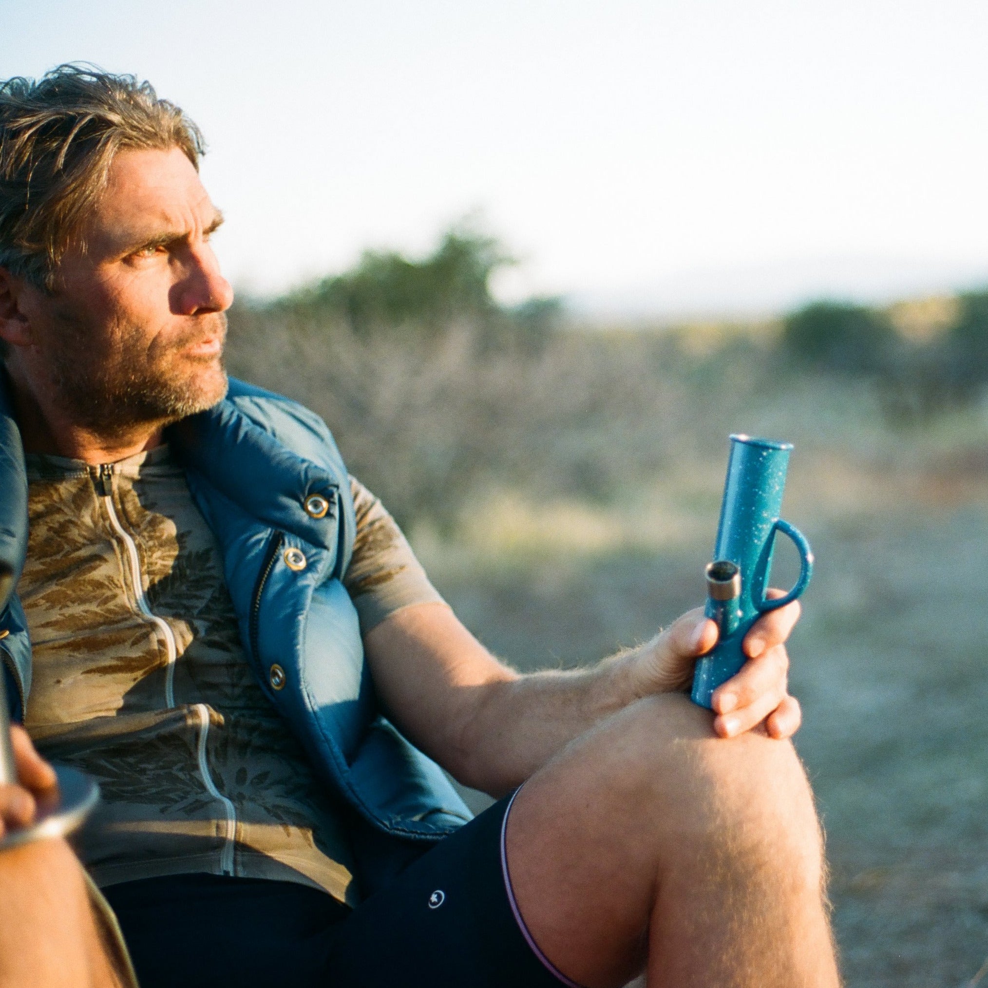 Titanium water pipe used outdoors in rugged natural setting